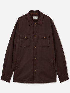 Braunes gewachstes Bexley Overshirt mit Cordkragen 