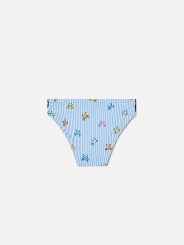 Slip mare Billy a righe con stampa granchietti