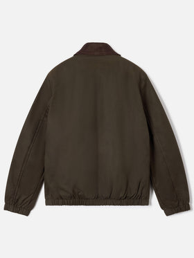 Chaqueta encerada Birdie verde militar con cuello de pana 