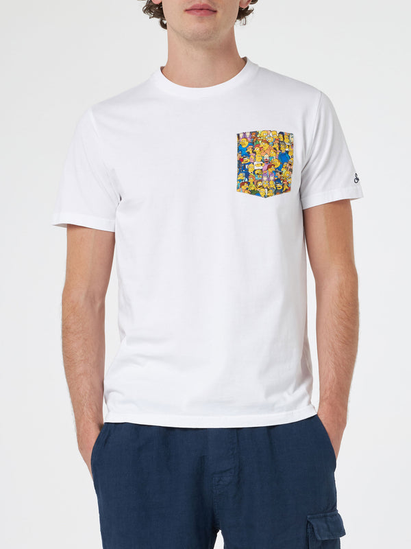 Herren-Baumwoll-T-Shirt Blanche mit aufgedruckter Simpsons-Tasche | DIE SIMPSONS-SONDERAUSGABE