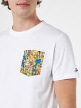 Man cotton t-shirt Blanche with Simpsons printed pocket | THE SIMPSONS SPECIAL EDITION