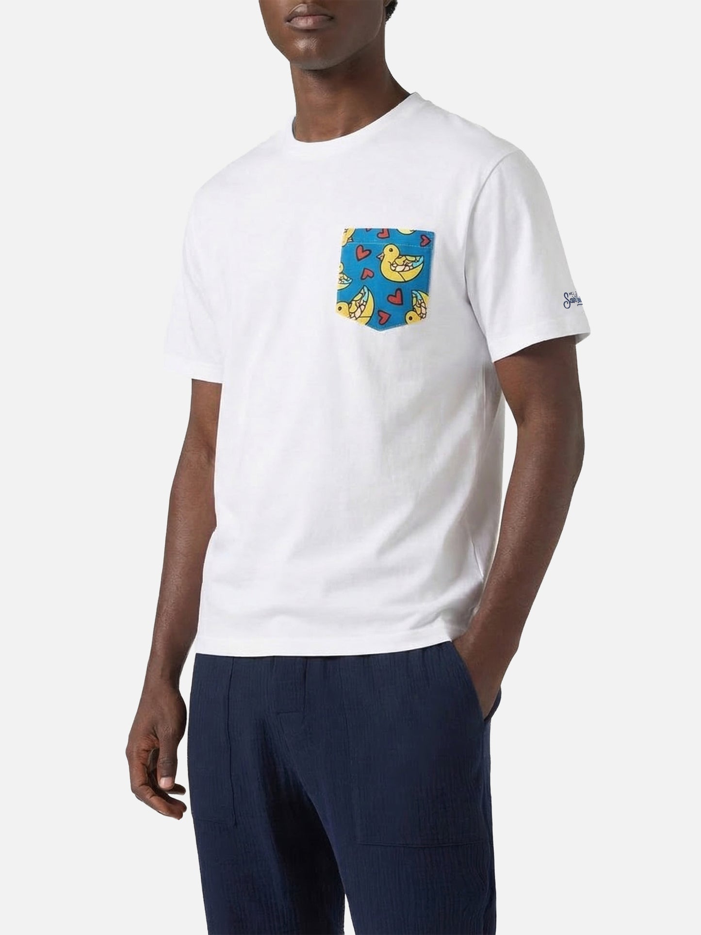 T-shirt in cotone Blanche con taschino stampato Britto | EDIZIONE SPECIALE BRITTO