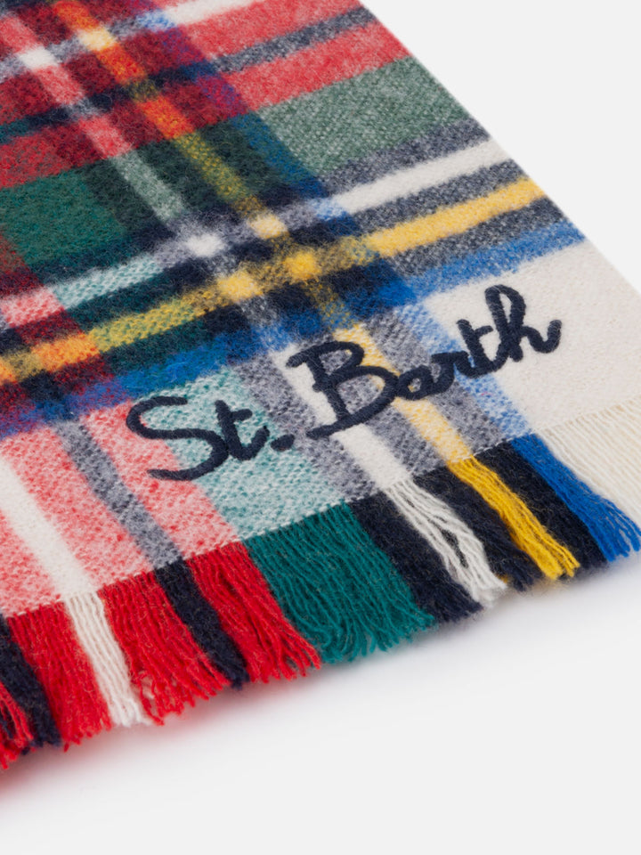 Blanket scarf with tartan pattern and St. Barth embroidery - MC2 Saint Barth