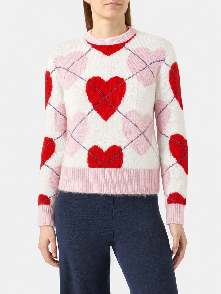 Suéter de punto Bloom Soft con motivo argyle de corazones 