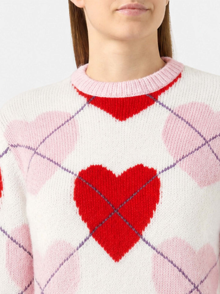 Suéter de punto Bloom Soft con motivo argyle de corazones 
