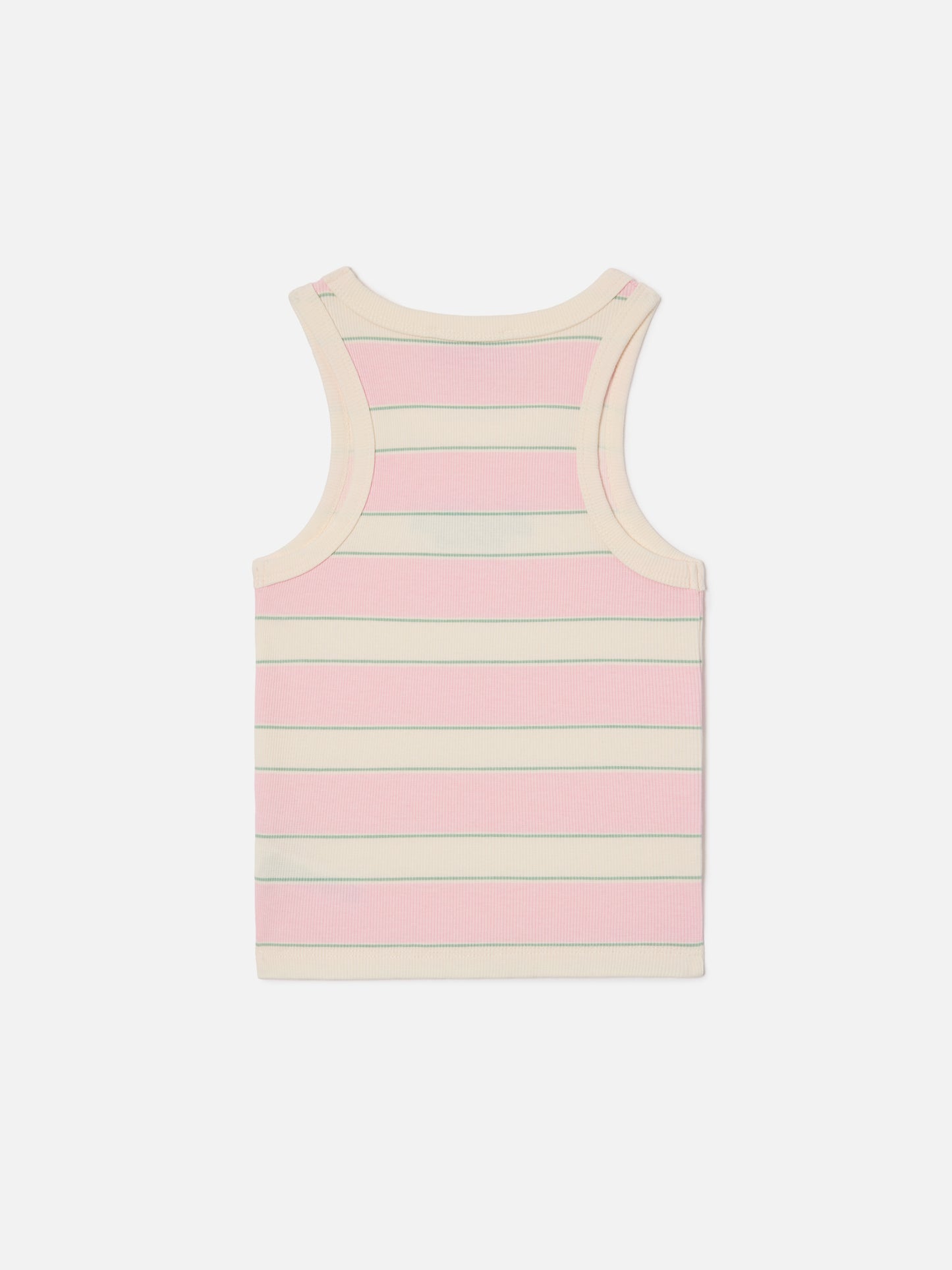 Blue Jr Tank-Top with pink, white and green stripes and embroidered logo