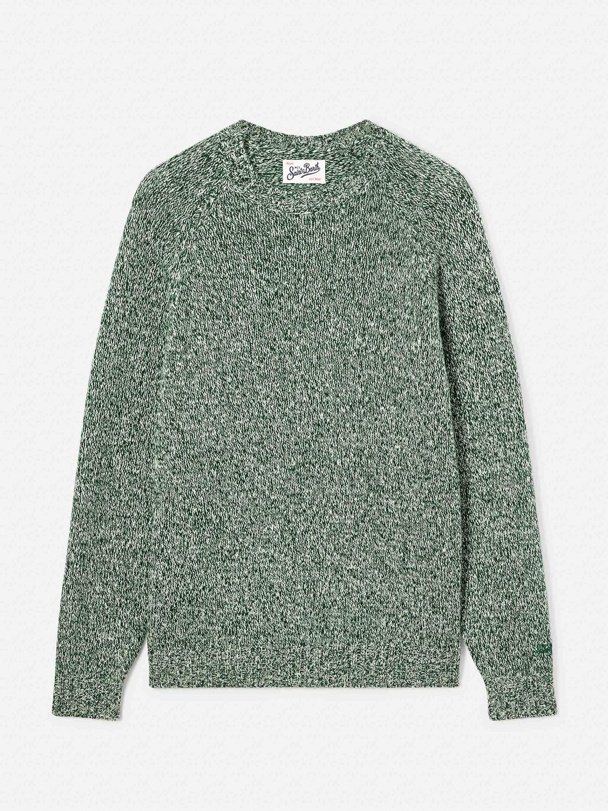 Jersey de cuello redondo Green Blunt en lana con punto mouliné 