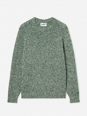 Jersey de cuello redondo Green Blunt en lana con punto mouliné 