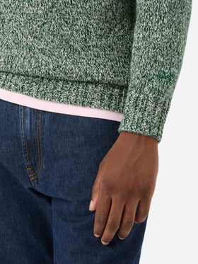 Jersey de cuello redondo Green Blunt en lana con punto mouliné 