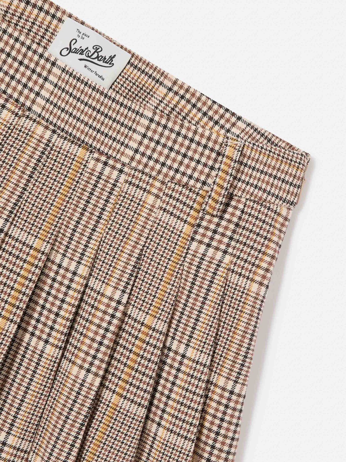Beige Blay flannel skirt with tartan pattern