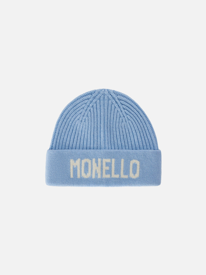 Berretto Benjie azzurro con lettering Monello