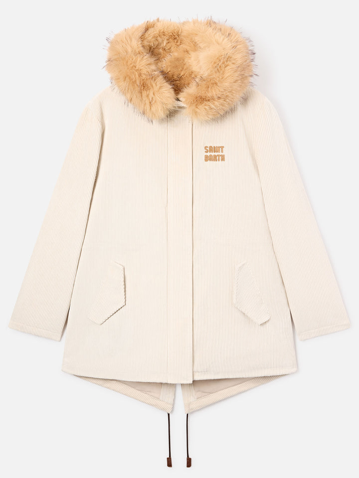 Parka Ice Brenna de pana con capucha de pelo sintético 