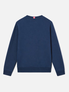Marineblaues Bobby-Sweatshirt mit Sport Club-Stickerei 