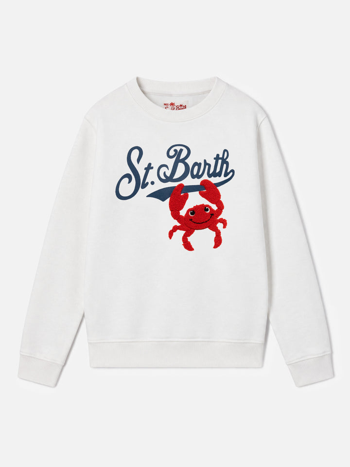 Sweat-shirt garçon Bobby avec imprimé St. Barth et patch crabe en éponge 