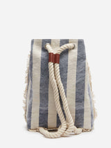 Boat canvas backpack with white and blue striped print