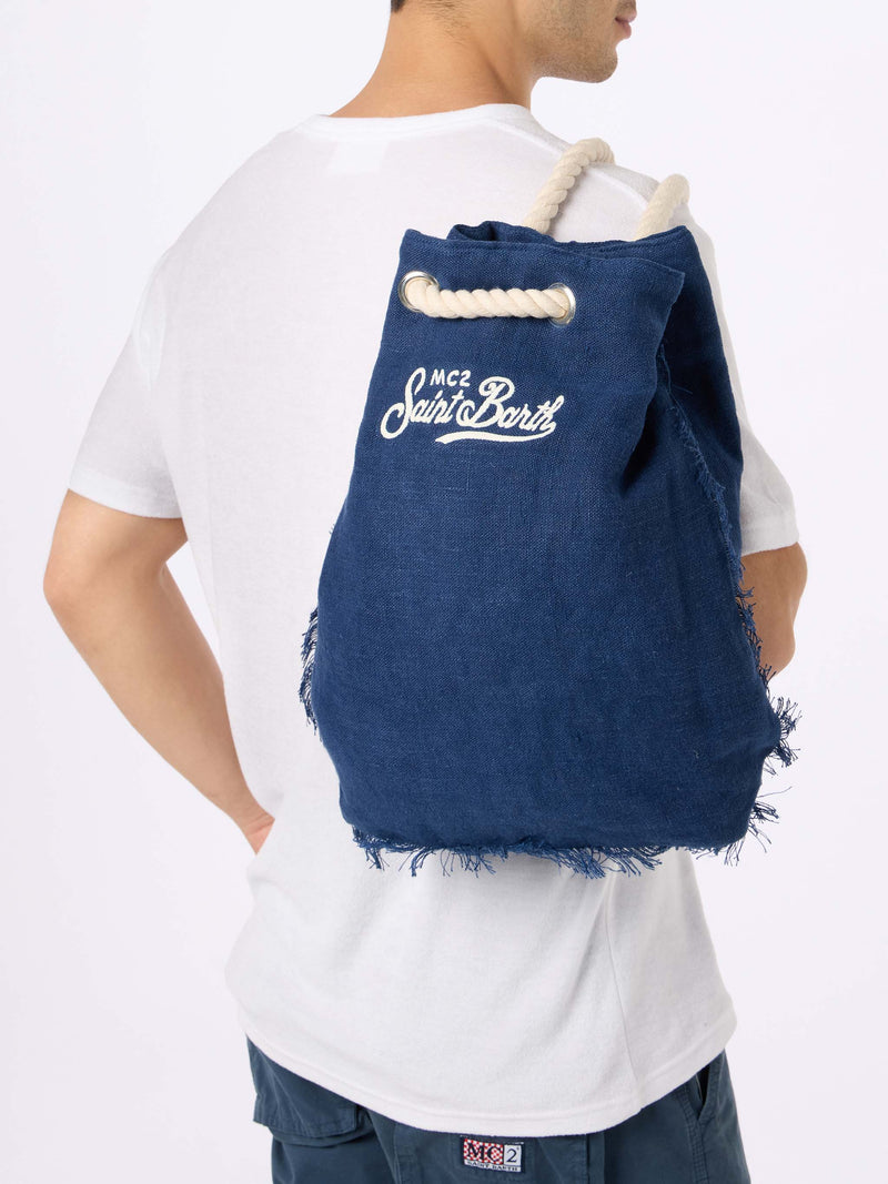 Blue boat linen backpack