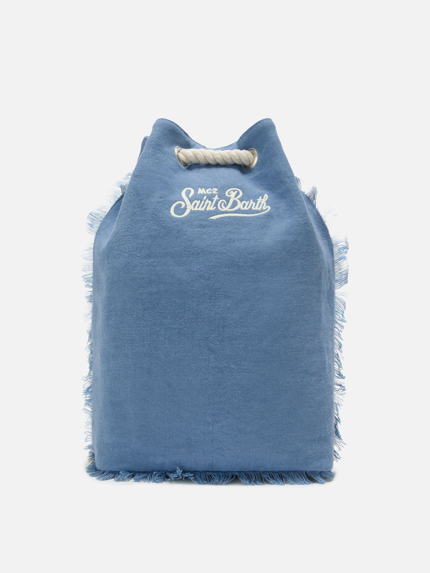 Boat blue linen backpack with printed logo