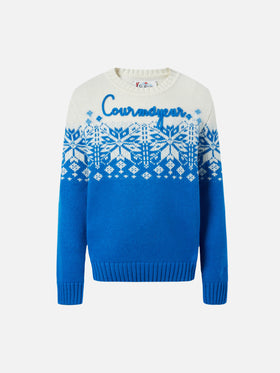 Maglione Bombardino Jr con jacquard Courmayeur e motivo fair isle