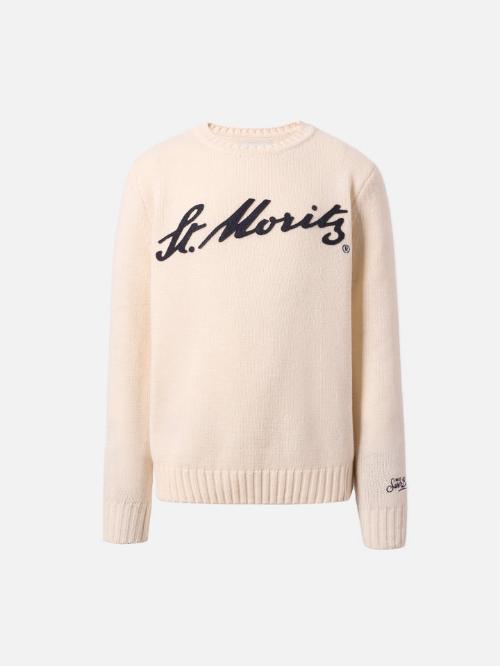 Maglione Bombardino Jr in misto cashmere con patch St. Moritz | ST. MORITZ TOP OF THE WORLD SPECIAL EDITION