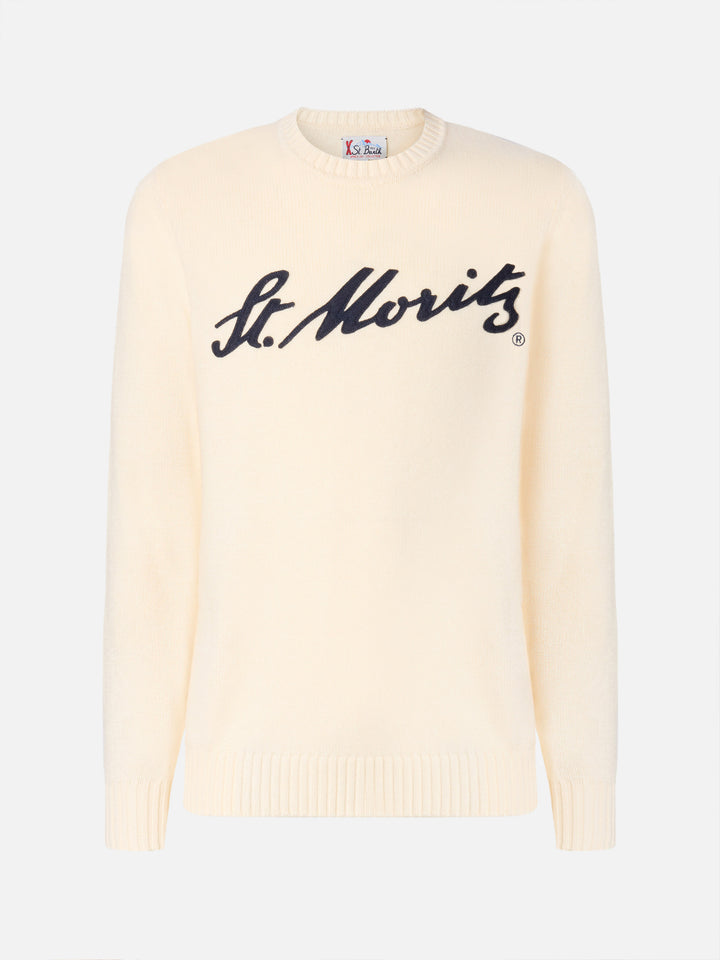 Maglione Bombardino Light bianco con jacquard St. Moritz | ST. MORITZ TOP OF THE WORLD SPECIAL EDITION