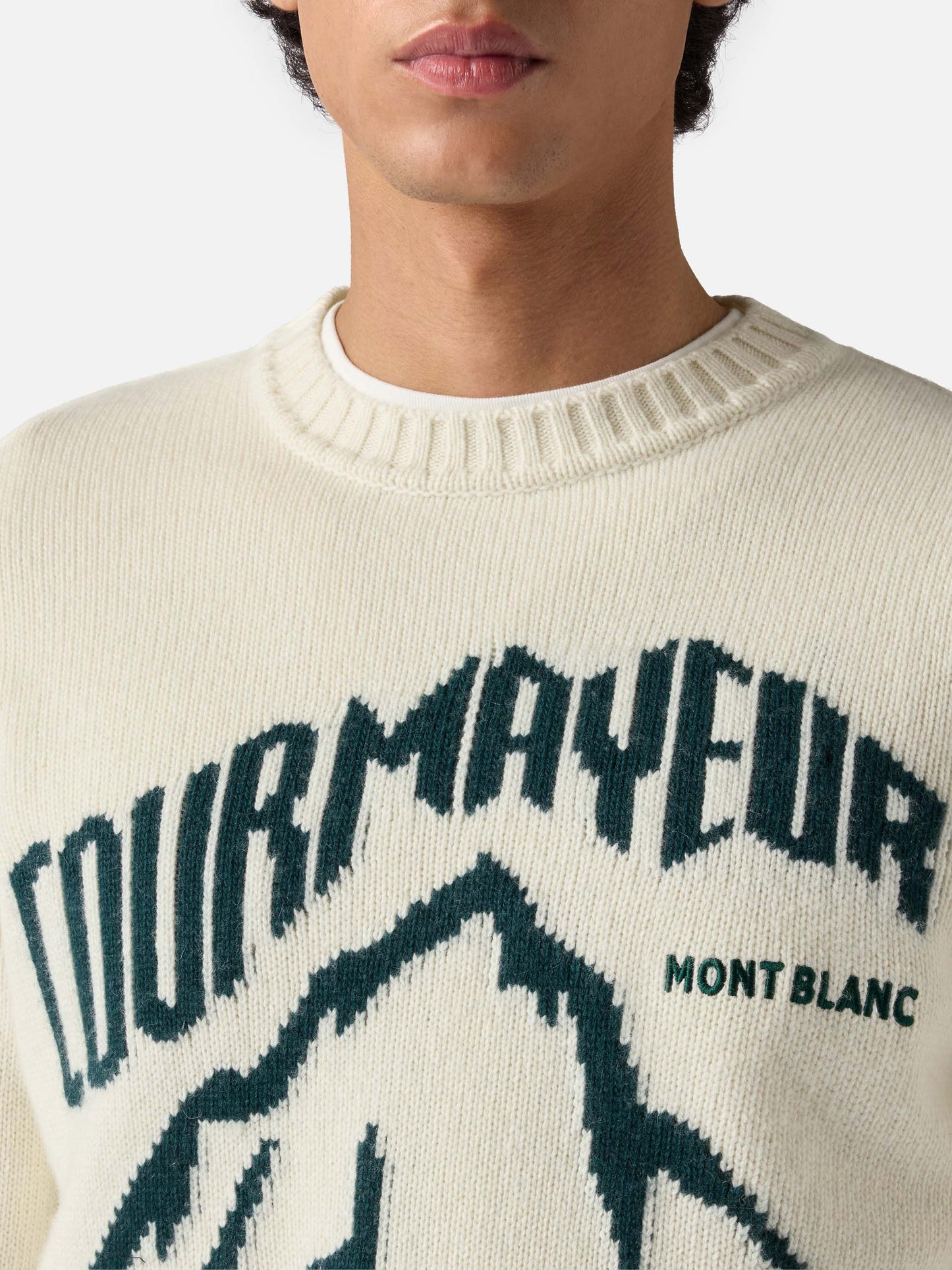 Weißer Bombardino Light Pullover mit Courmayeur Jacquardmuster | COURMAYEUR SPECIAL EDITION