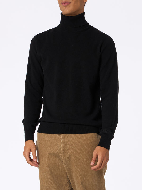 Man black cashmere blend turtleneck sweater Bond