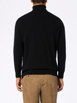 Man black cashmere blend turtleneck sweater Bond