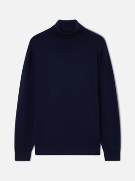 Rollkragenpullover aus Merinowoll- und Kaschmirmischung in Navy blue Bond 