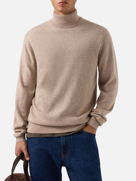 Rollkragenpullover Bond aus kamelfarbenem Kaschmir 