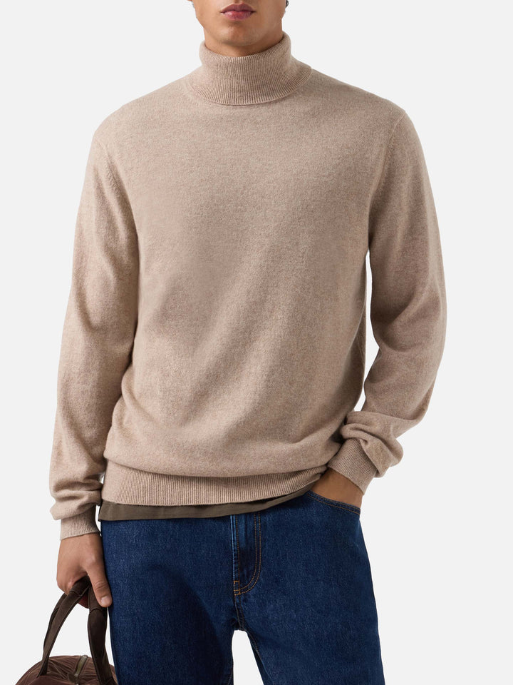 Cuello chimenea Bond en cachemira camel 