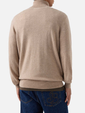 Rollkragenpullover Bond aus kamelfarbenem Kaschmir 