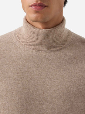 Rollkragenpullover Bond aus kamelfarbenem Kaschmir 