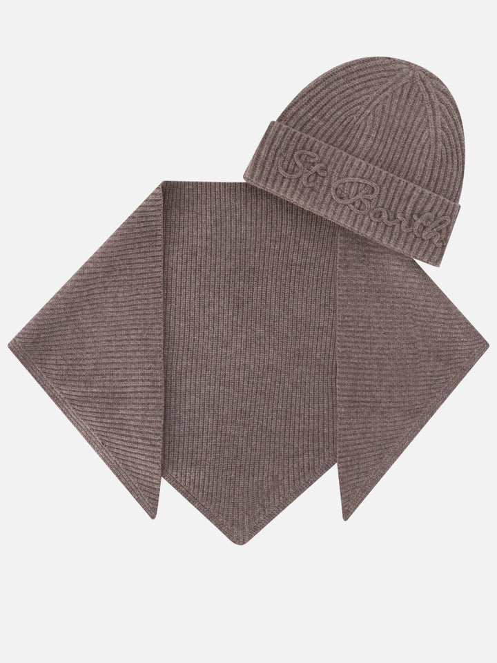 Conjunto de gorro de lana Nut y bufanda con capucha 
