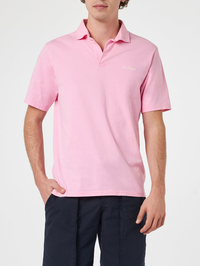 Man pink cotton jersey polo shirt Brighton