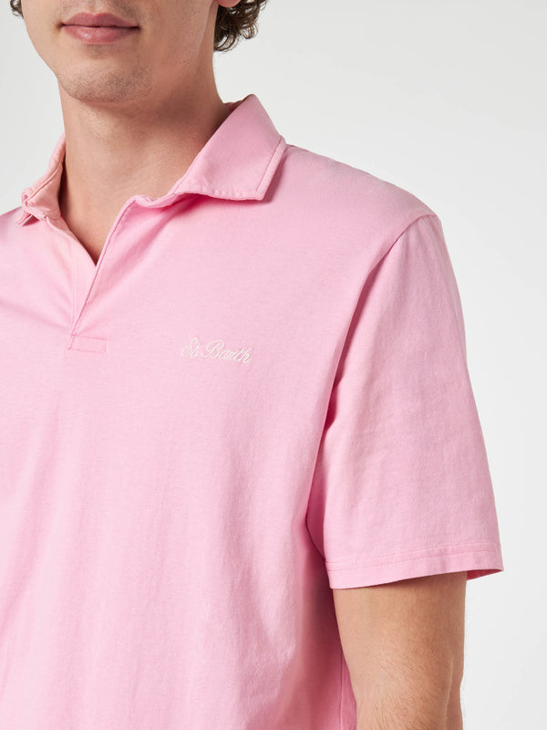 Polo da uomo in jersey di cotone rosa Brighton