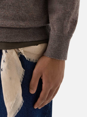 Pull col rond en mélange de laine mérinos et cachemire Beige Bricklane 