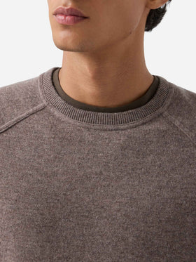 Pull col rond en mélange de laine mérinos et cachemire Beige Bricklane 