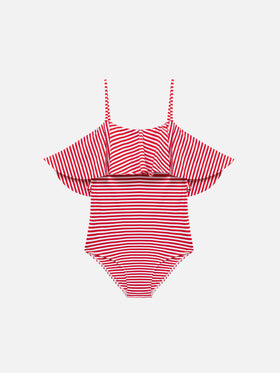 One-piece swimsuit Brielle with flounce and striped print - MC2 Saint Barth