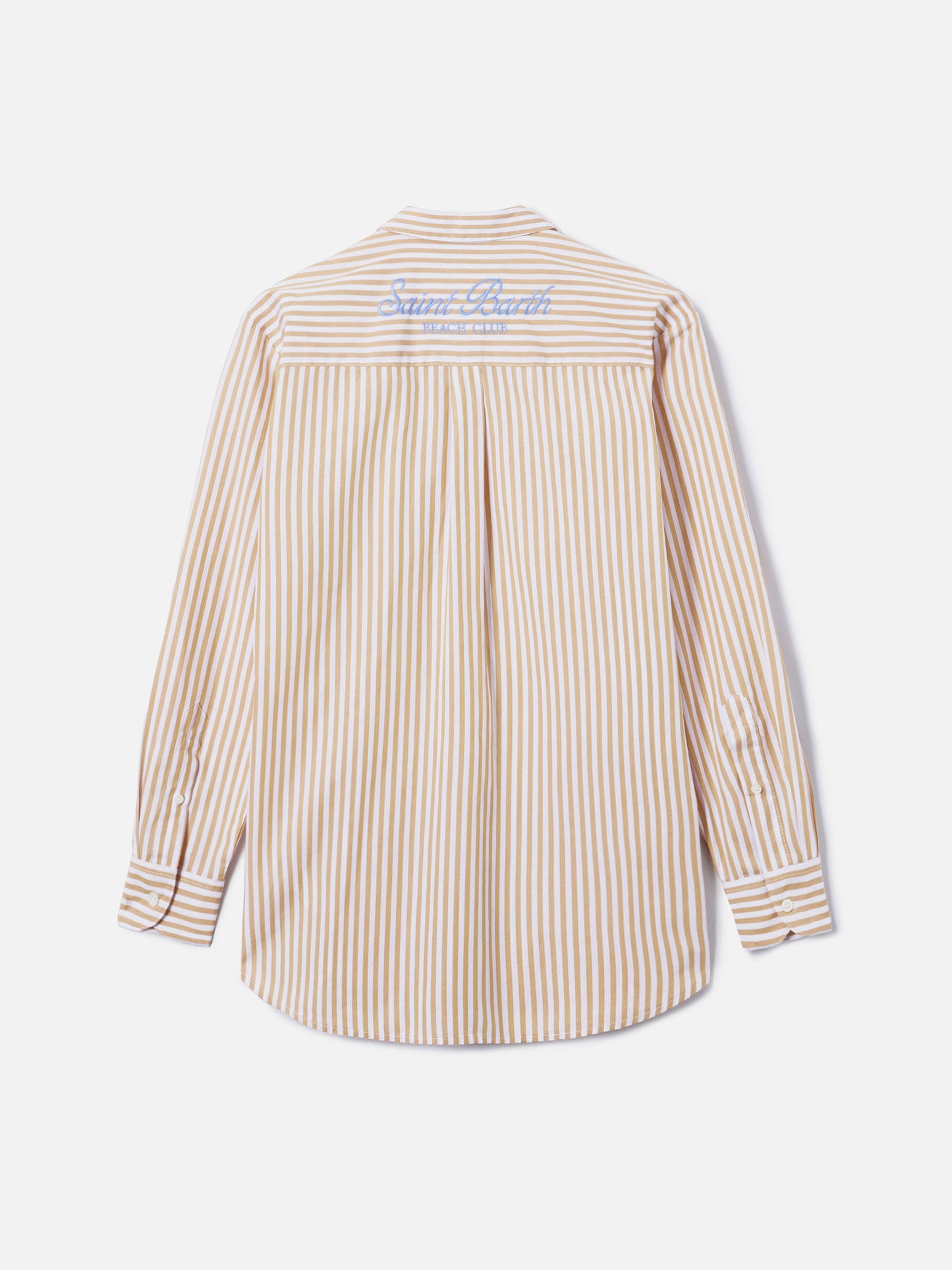 Brigitte cotton shirt with beige stripes and Sport Club embroidery