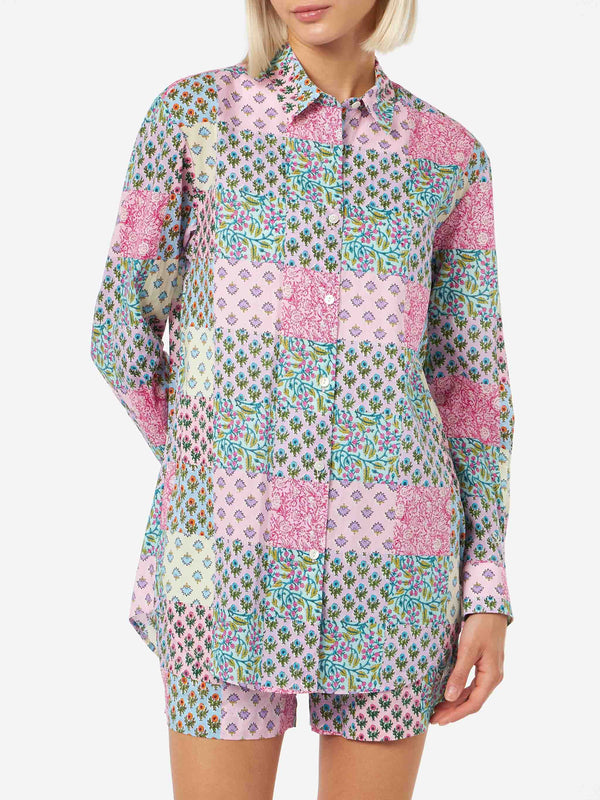 Woman cotton shirt Brigitte with flower print