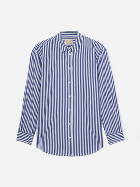 Brigitte shirt with blue stripes and See You In Saint Barth embroidery