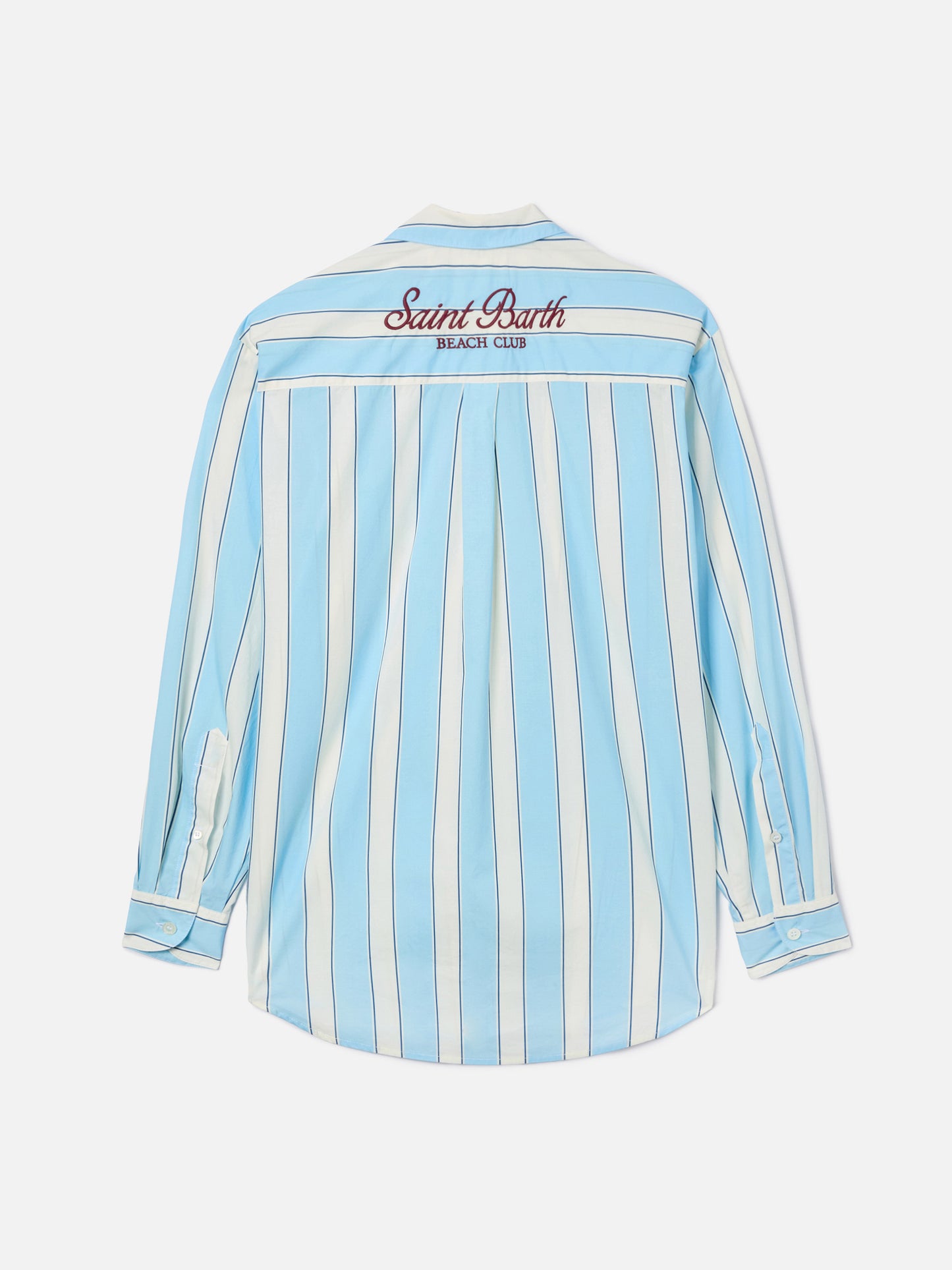 Brigitte cotton shirt with light blue stripes and Sport Club embroidery