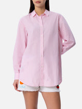 Camicia over da donna Brigitte in cotone stampa righe