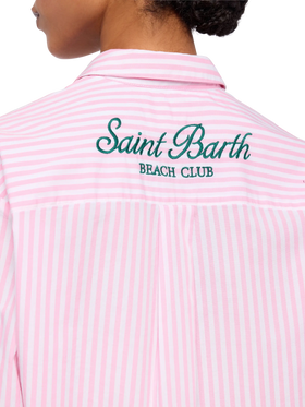 Brigitte striped-print cotton shirt with Saint Barth beach club embroidery - MC2 Saint Barth