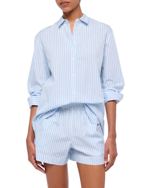 Brigitte striped-print cotton shirt with Saint Barth beach club embroidery