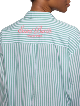 Brigitte striped-print cotton shirt with Saint Barth beach club embroidery