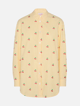 Brigitte striped-print seersucker shirt with Saint Barth embroidery