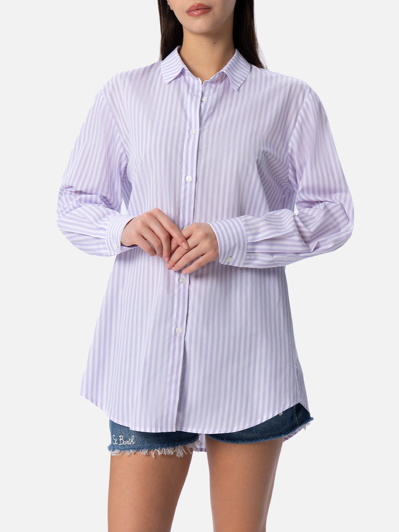 Camicia over da donna Brigitte in cotone stampa righe