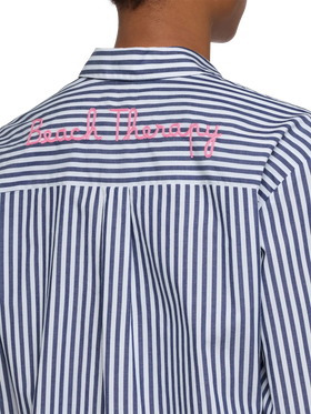 Brigitte striped-print cotton shirt with Saint Barth beach club embroidery