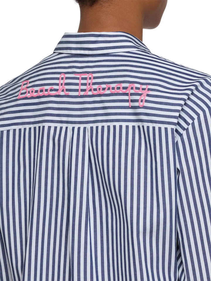 Brigitte camicia in cotone a righe con ricamo Saint Barth Beach Club